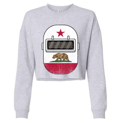 California Welders Helmet California Flag Welding Fabricator Gift Cropped Pullover Crew