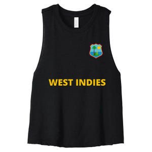 Cricket West Indies Fan Helmet Ball and Bat Design Women's Racerback Cropped Tank