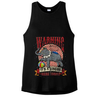 Carnival Warning Its A Circus Here Today Elephant Circus Ladies PosiCharge Tri-Blend Wicking Tank