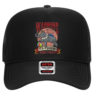 Carnival Warning Its A Circus Here Today Elephant Circus Trucker Hat
