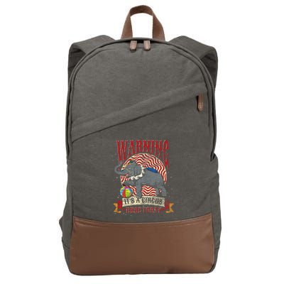 Carnival Warning Its A Circus Here Today Elephant Circus Cotton Canvas Backpack