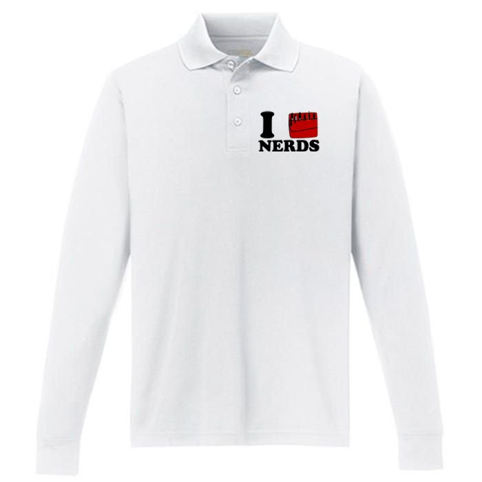 Claudia Wearing I Heart Nerds Ariana Performance Long Sleeve Polo