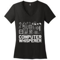 Computer Whisperer It Tech Support Nerds Geek Women's V-Neck T-Shirt