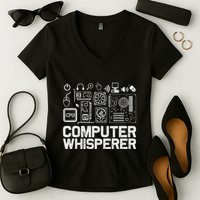 Computer Whisperer It Tech Support Nerds Geek Women's V-Neck T-Shirt