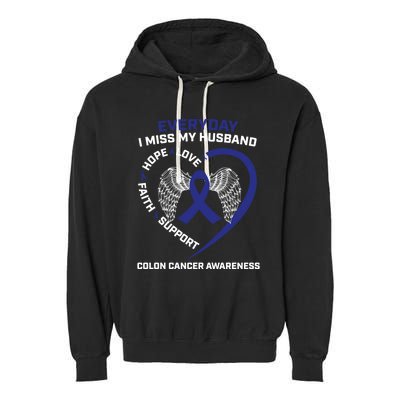 Colorectal Wings In Memory Of Husband Colon Cancer Awareness Gift Garment-Dyed Fleece Hoodie