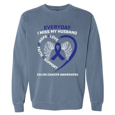 Colorectal Wings In Memory Of Husband Colon Cancer Awareness Gift Garment-Dyed Sweatshirt