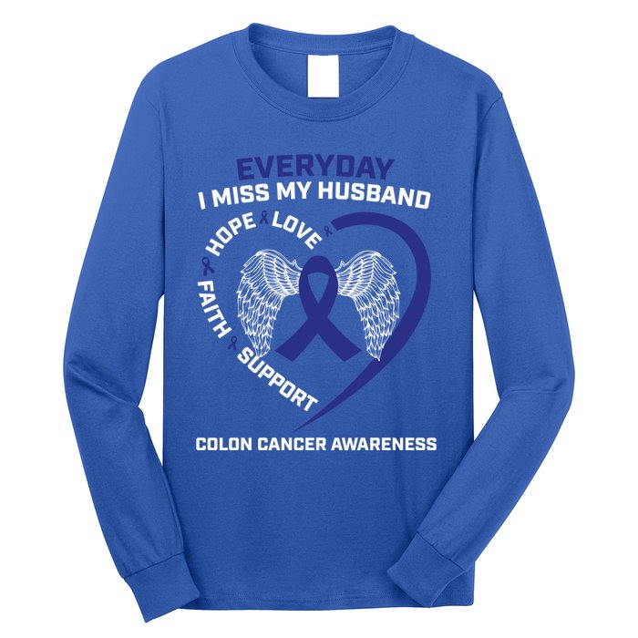 Colorectal Wings In Memory Of Husband Colon Cancer Awareness Gift Long Sleeve Shirt