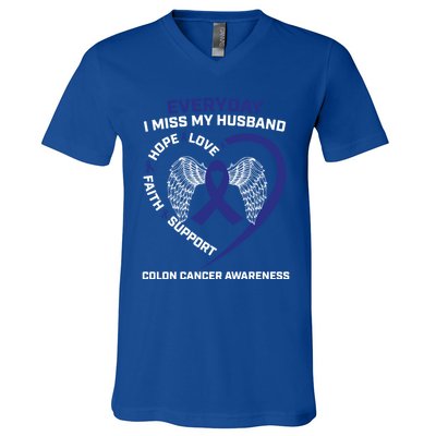 Colorectal Wings In Memory Of Husband Colon Cancer Awareness Gift V-Neck T-Shirt