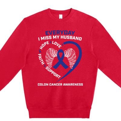 Colorectal Wings In Memory Of Husband Colon Cancer Awareness Gift Premium Crewneck Sweatshirt