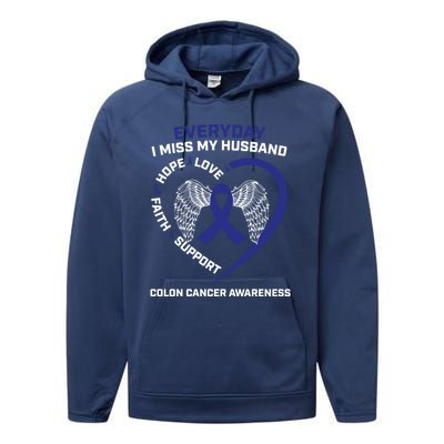 Colorectal Wings In Memory Of Husband Colon Cancer Awareness Gift Performance Fleece Hoodie