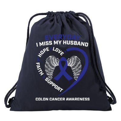 Colorectal Wings In Memory Of Husband Colon Cancer Awareness Gift Drawstring Bag