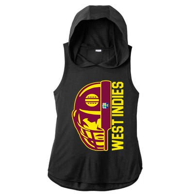 Cricket West Indies Fan Helmet Ball And Bat Ladies PosiCharge Tri-Blend Wicking Draft Hoodie Tank