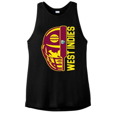 Cricket West Indies Fan Helmet Ball And Bat Ladies PosiCharge Tri-Blend Wicking Tank