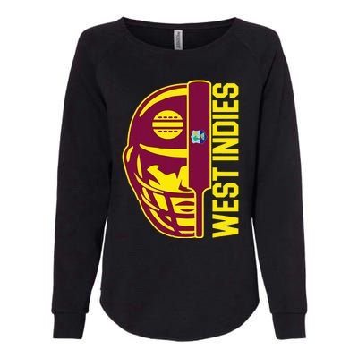 Cricket West Indies Fan Helmet Ball And Bat Womens California Wash Sweatshirt