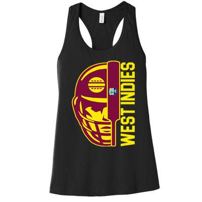 Cricket West Indies Fan Helmet Ball And Bat Women's Racerback Tank