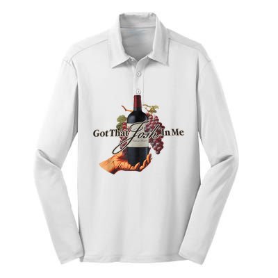 Classy Wine In Me Got That Josh In Me Funny Silk Touch Performance Long Sleeve Polo