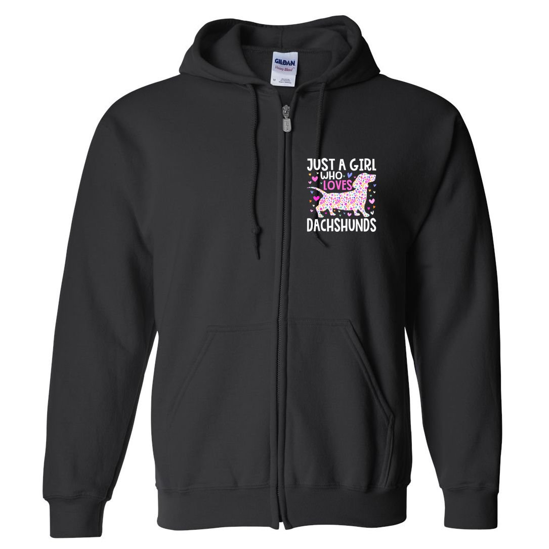 Cute Weiner Just A Girl Who Loves Dachshunds Best Gift Full Zip Hoodie