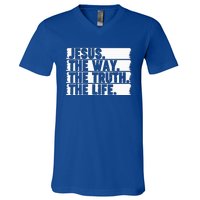 Christian Worship Jesus The Way Truth Life Bible Verse Faith V-Neck T-Shirt