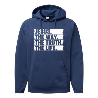 Christian Worship Jesus The Way Truth Life Bible Verse Faith Performance Fleece Hoodie