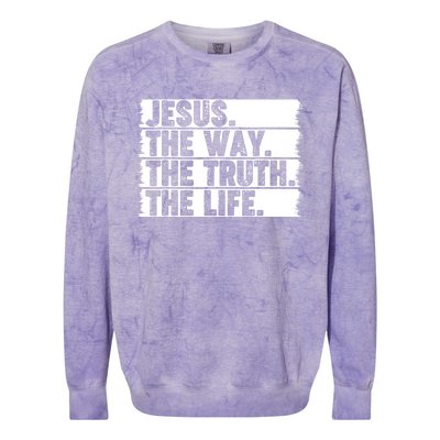 Christian Worship Jesus The Way Truth Life Bible Verse Faith Colorblast Crewneck Sweatshirt