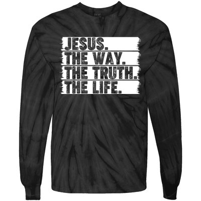 Christian Worship Jesus The Way Truth Life Bible Verse Faith Tie-Dye Long Sleeve Shirt