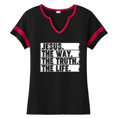 Christian Worship Jesus The Way Truth Life Bible Verse Faith Ladies Halftime Notch Neck Tee