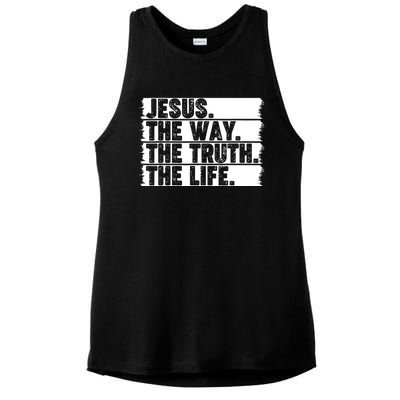 Christian Worship Jesus The Way Truth Life Bible Verse Faith Ladies PosiCharge Tri-Blend Wicking Tank