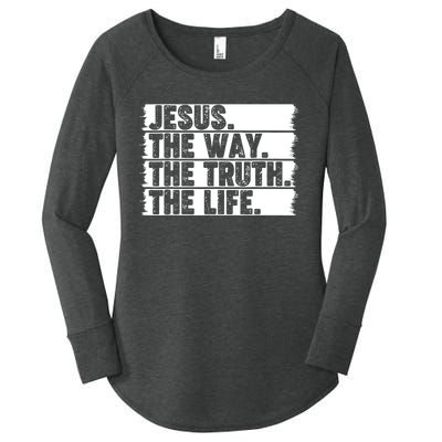 Christian Worship Jesus The Way Truth Life Bible Verse Faith Women's Perfect Tri Tunic Long Sleeve Shirt