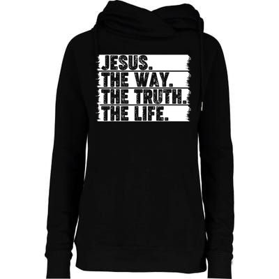 Christian Worship Jesus The Way Truth Life Bible Verse Faith Womens Funnel Neck Pullover Hood