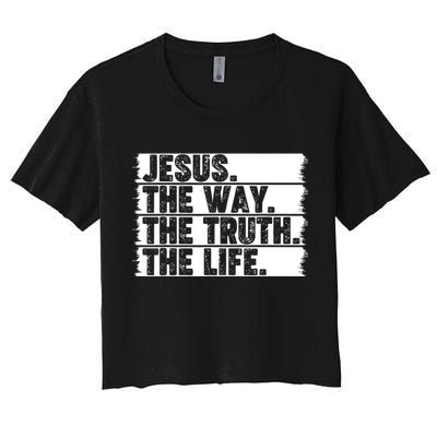 Christian Worship Jesus The Way Truth Life Bible Verse Faith Women's Crop Top Tee