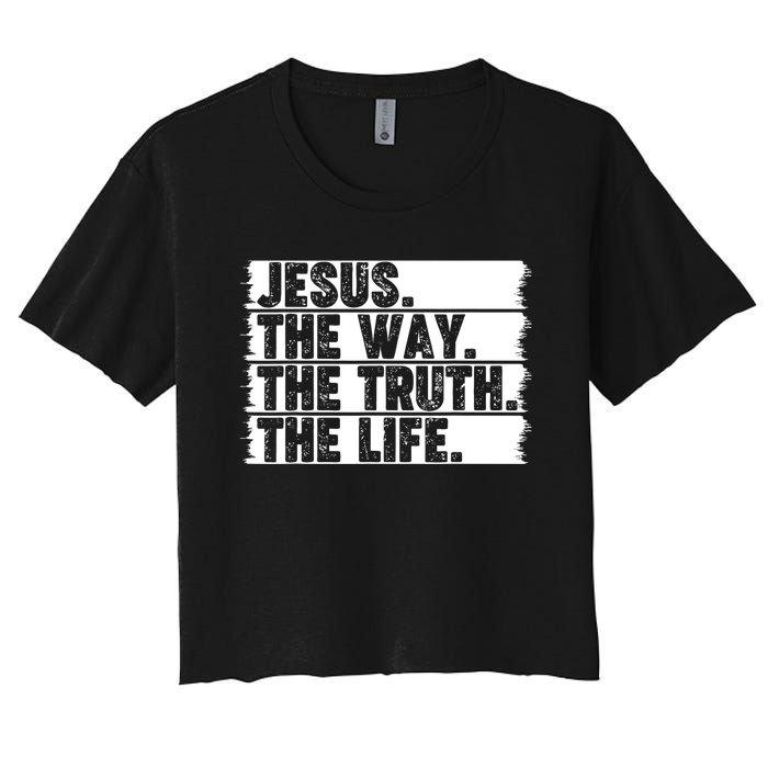 Christian Worship Jesus The Way Truth Life Bible Verse Faith Women's Crop Top Tee