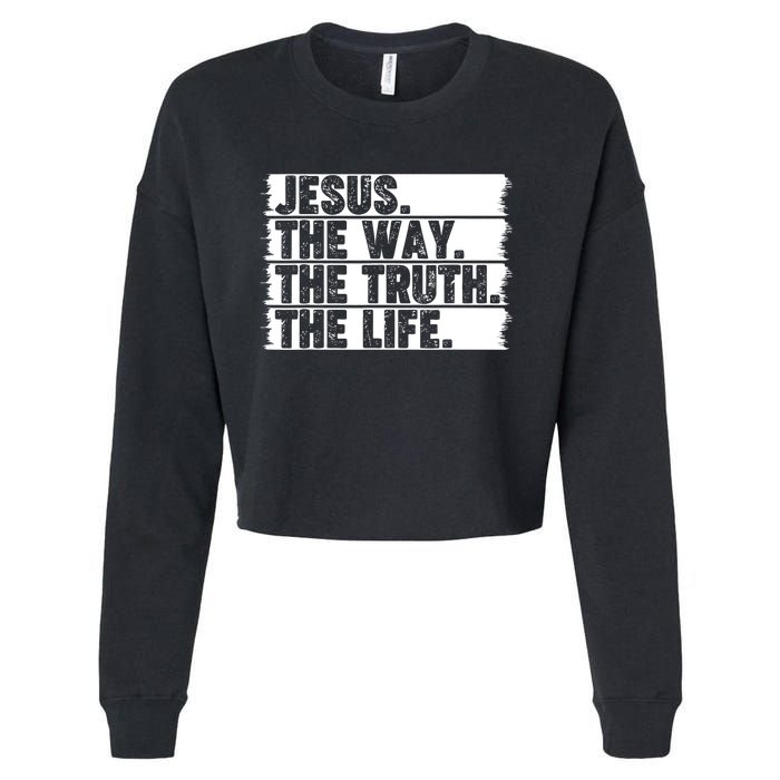 Christian Worship Jesus The Way Truth Life Bible Verse Faith Cropped Pullover Crew