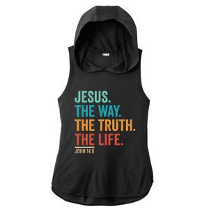 Christian Worship Jesus The Way Truth Life Ladies PosiCharge Tri-Blend Wicking Draft Hoodie Tank