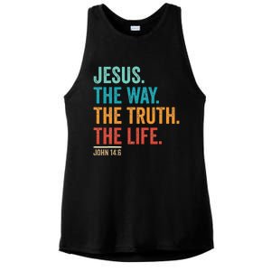 Christian Worship Jesus The Way Truth Life Ladies PosiCharge Tri-Blend Wicking Tank