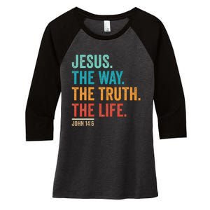 Christian Worship Jesus The Way Truth Life Women's Tri-Blend 3/4-Sleeve Raglan Shirt