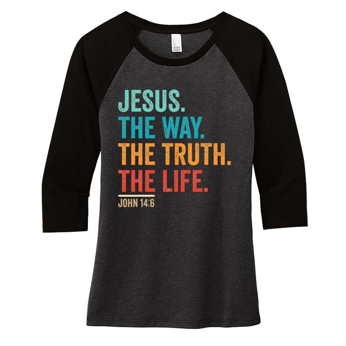 Christian Worship Jesus The Way Truth Life Women's Tri-Blend 3/4-Sleeve Raglan Shirt