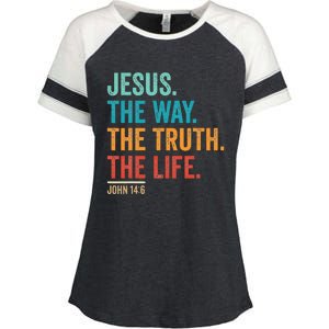 Christian Worship Jesus The Way Truth Life Enza Ladies Jersey Colorblock Tee