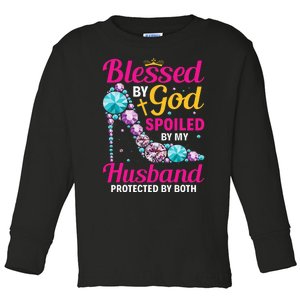 Christian Wife Jesus Blessed By God Spoiled By My Husband Toddler Long Sleeve Shirt