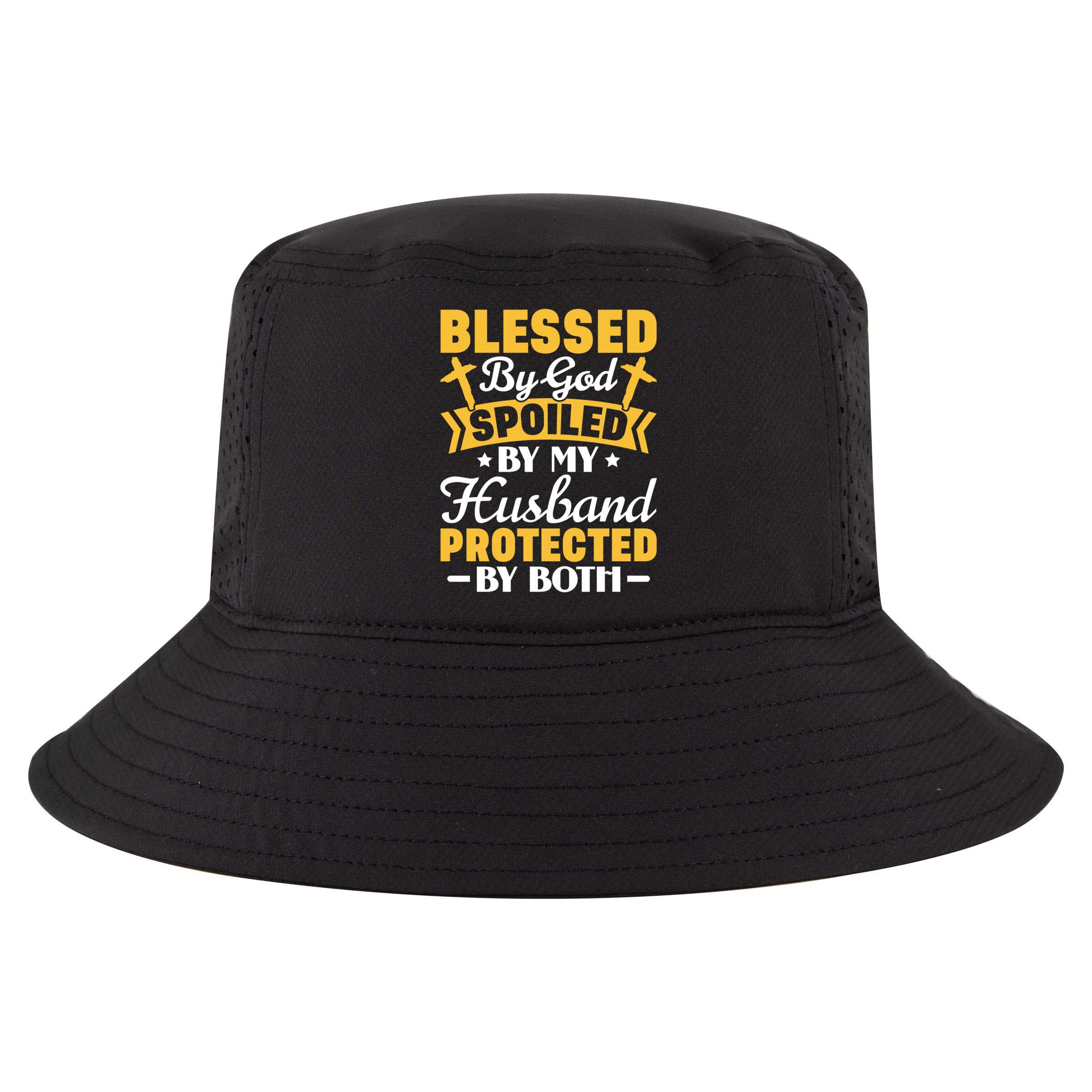 Christian Wife Jesus Blessed By God Spoiled By My Husband Gift Cool Comfort Performance Bucket Hat