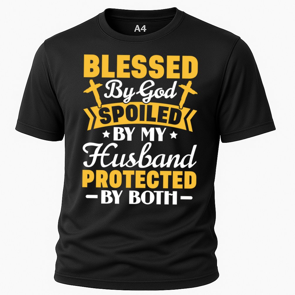 Christian Wife Jesus Blessed By God Spoiled By My Husband Gift Cooling Performance Crew T-Shirt
