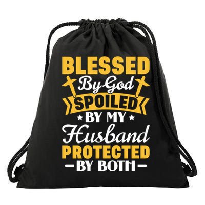 Christian Wife Jesus Blessed By God Spoiled By My Husband Gift Drawstring Bag