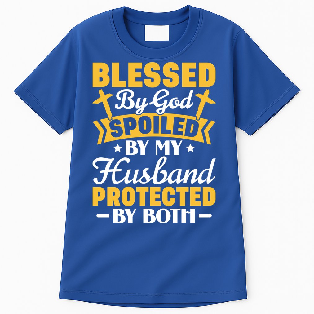 Christian Wife Jesus Blessed By God Spoiled By My Husband Gift Tall T-Shirt