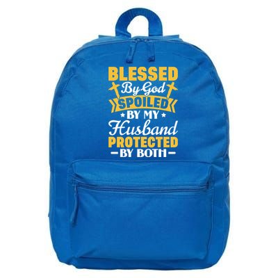 Christian Wife Jesus Blessed By God Spoiled By My Husband Gift 16 in Basic Backpack