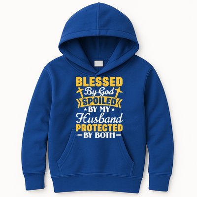 Christian Wife Jesus Blessed By God Spoiled By My Husband Gift Kids Hoodie