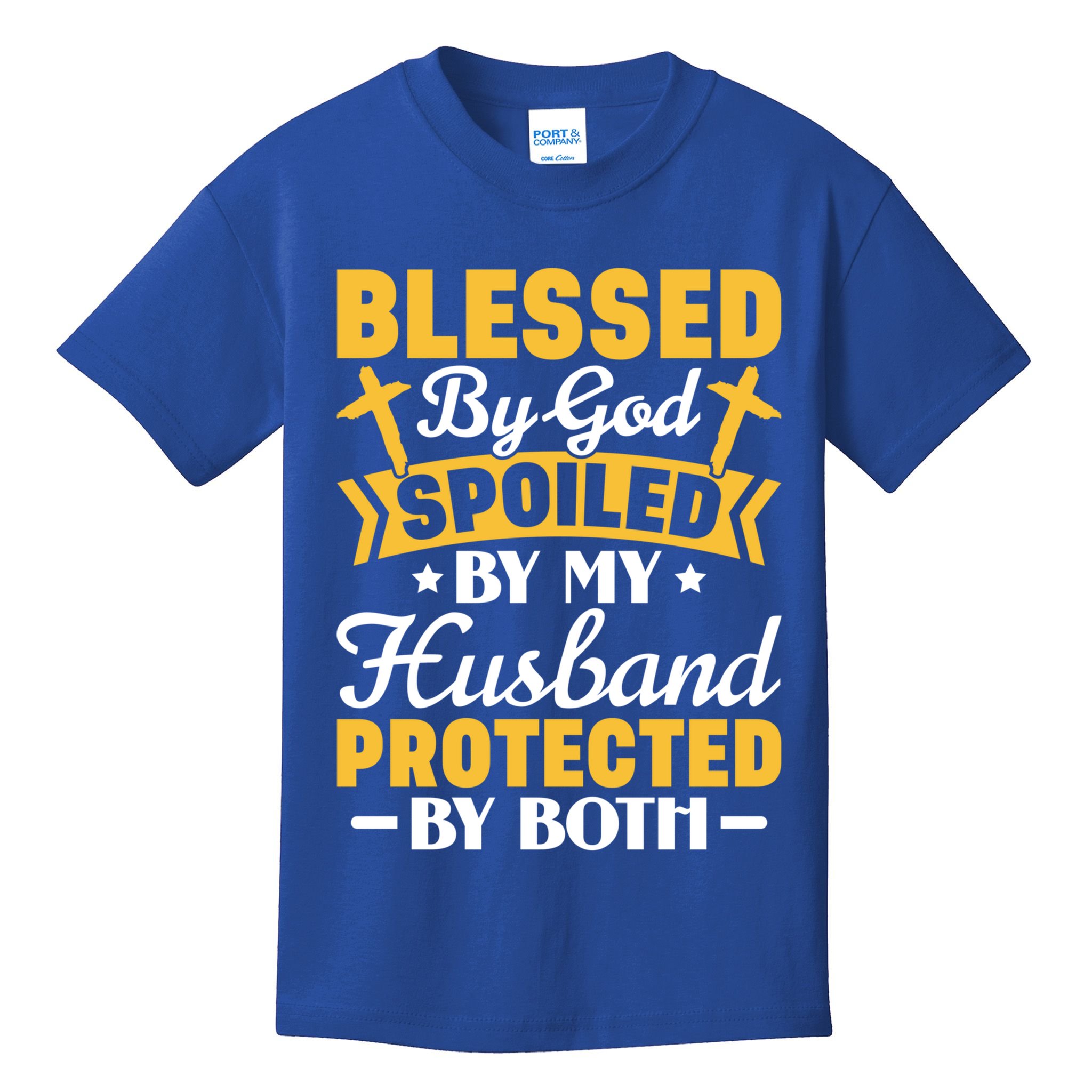 Christian Wife Jesus Blessed By God Spoiled By My Husband Gift Kids T-Shirt