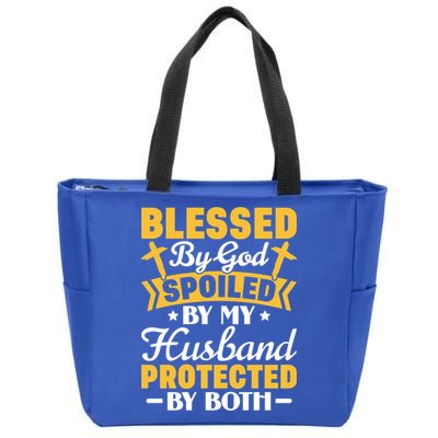 Christian Wife Jesus Blessed By God Spoiled By My Husband Gift Zip Tote Bag