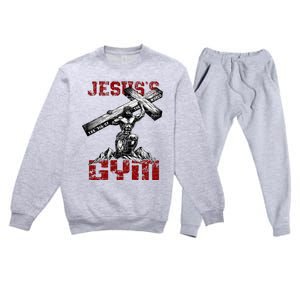 Christian Workout JesusS Gym Bodybuilder Motivation Premium Crewneck Sweatsuit Set