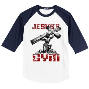 Christian Workout JesusS Gym Bodybuilder Motivation Baseball Sleeve Shirt