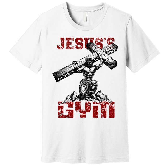 Christian Workout JesusS Gym Bodybuilder Motivation Premium T-Shirt