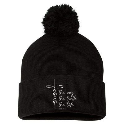 Christian Worship Jesus The Way Truth Life Pom Pom 12in Knit Beanie